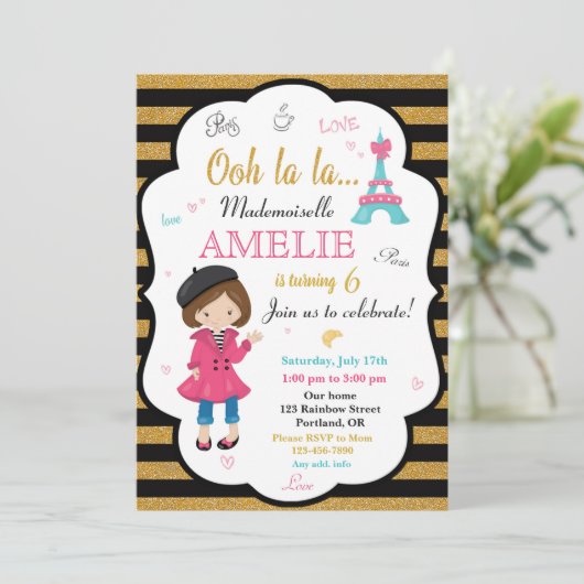 Invitation à l'anniversaire de Paris Fille Eiffel  (Debout devant)