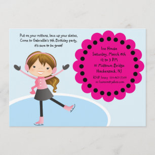Invitation à l'anniversaire de patin à glace pour 