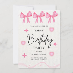 Invitation à l'anniversaire de Pink Bow