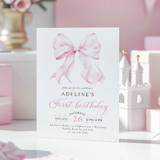 Invitation à l'anniversaire de Pink Bow