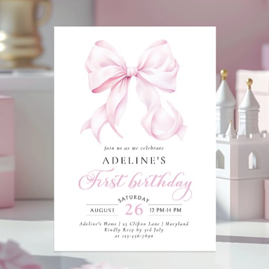 Invitation à l'anniversaire de Pink Bow