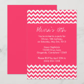 Invitation à l'anniversaire de Pink Chevron (Devant / Derrière)