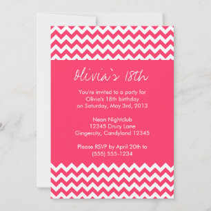 Invitation à l'anniversaire de Pink Chevron