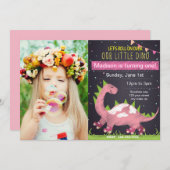 Invitation à l'anniversaire de Pink Dino Skate ave (Devant / Derrière)