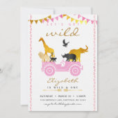 Invitation à l'anniversaire de Pink Gold Safari (Devant)