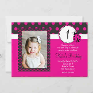 Invitation à l'anniversaire de Pink Lady Bug