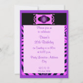 Invitation à l'anniversaire de Pink Zebra (Dos)