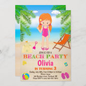 Invitation à l'anniversaire de plage (Devant / Derrière)