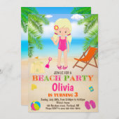 Invitation à l'anniversaire de plage (Devant / Derrière)