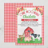Invitation à l'anniversaire de Plaid Barnyard Flor (Devant / Derrière)