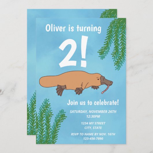 Invitation à l'anniversaire de Platypus (Devant / Derrière)