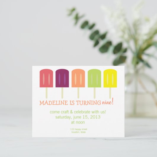 Invitation à l'anniversaire de Popsicle (Debout devant)