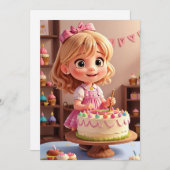 Invitation à l'anniversaire de poupée (Devant / Derrière)