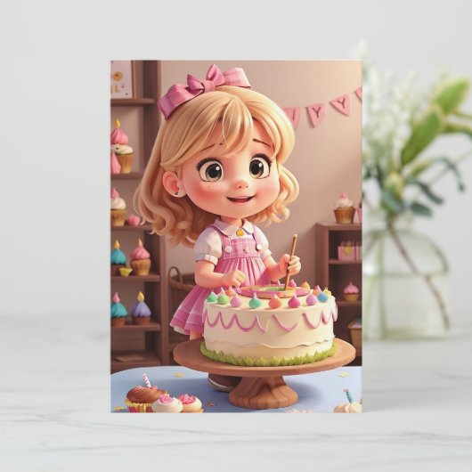 Invitation à l'anniversaire de poupée (Debout devant)