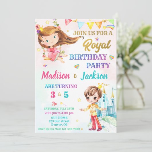 Invitation à l'anniversaire de princesse et de pri (Debout devant)