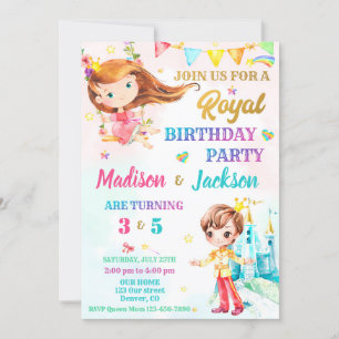 Invitation à l'anniversaire de princesse et de pri