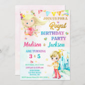 Invitation à l'anniversaire de princesse et de pri (Devant / Derrière)