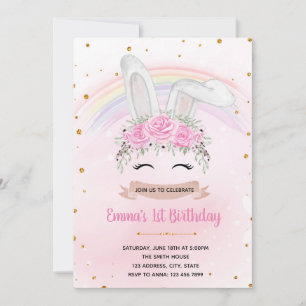 Invitation à l'anniversaire de princesse lapin arc