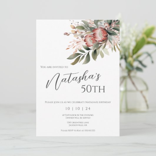 Invitation à l'anniversaire de Protea (Debout devant)