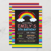 Invitation à l'anniversaire de Rainbow (Devant / Derrière)