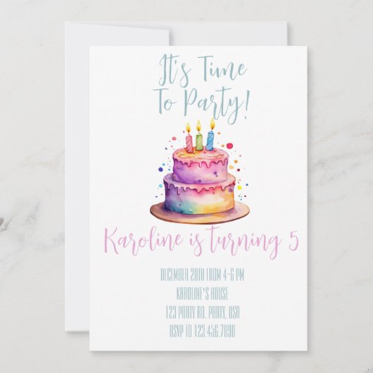 Invitation à l'anniversaire de Rainbow (Devant)