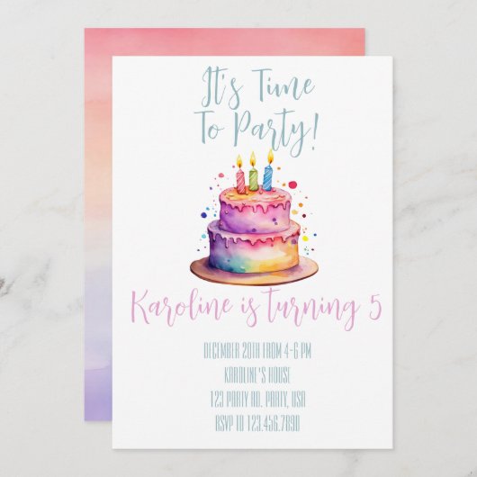 Invitation à l'anniversaire de Rainbow (Devant / Derrière)