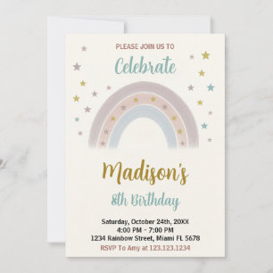 Invitation à l'anniversaire de Rainbow