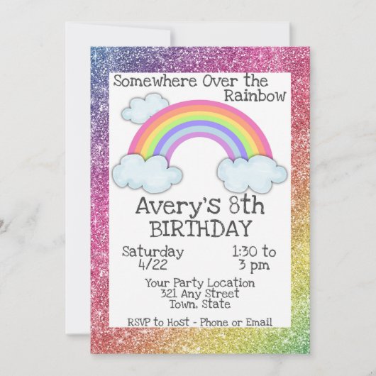 Invitation à l'anniversaire de Rainbow (Devant)