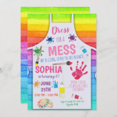 Invitation à l'anniversaire de Rainbow Art Party (Devant / Derrière)