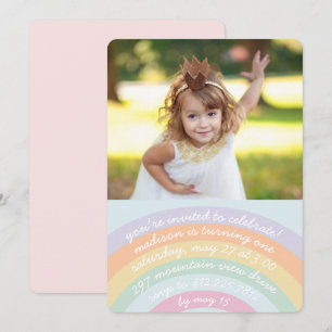 Invitation à l'anniversaire de Rainbow avec photo