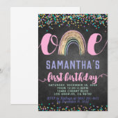 Invitation à l'anniversaire de Rainbow First (Devant / Derrière)