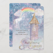 Invitation à l'anniversaire de Rainbow Unicorn (Devant / Derrière)