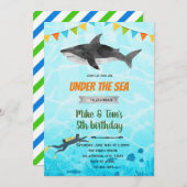 Invitation à l'anniversaire de requin et de plongé (Devant / Derrière)