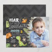 Invitation à l'anniversaire de Roar Dinosaur Dino (Devant / Derrière)