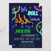 Invitation à l'anniversaire de Roller garçon Invit (Devant / Derrière)