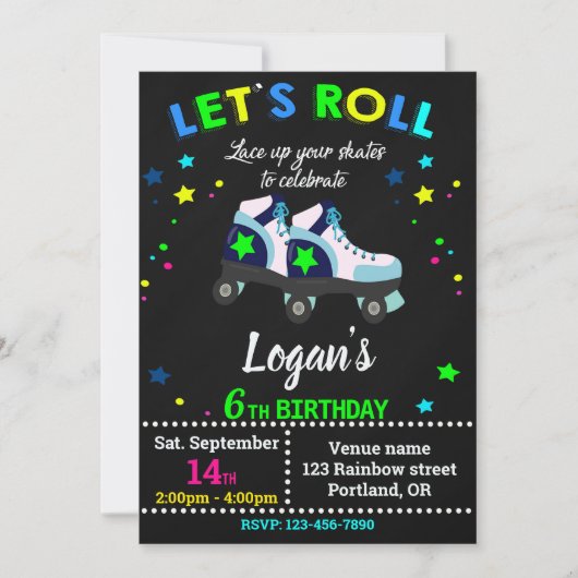 Invitation à l'anniversaire de Roller garçon Invit (Devant)