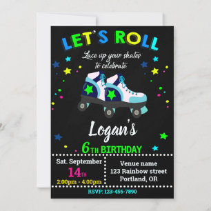 Invitation à l'anniversaire de Roller garçon Invit
