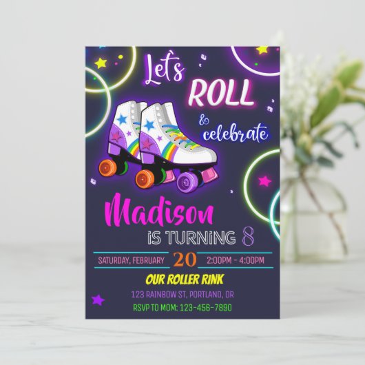 Invitation à l'anniversaire de Roller Invitation à (Debout devant)