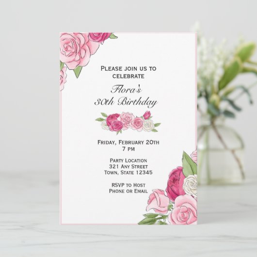 Invitation à l'anniversaire de rose (Debout devant)