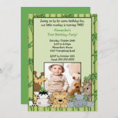 Invitation à l'anniversaire de Safari Jungle (Devant / Derrière)