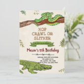 Invitation à l'anniversaire de serpent et de croco (Debout devant)