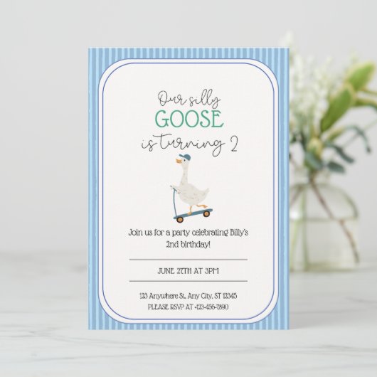 Invitation à l'anniversaire de Silly Goose (Debout devant)