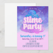 Invitation à l'anniversaire de Slime Party (Devant / Derrière)
