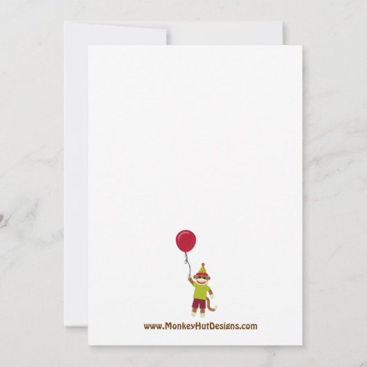 Invitation à l'anniversaire de Sock Monkey Monkey  (Dos)