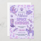 Invitation à l'anniversaire de Space Purple Cowgir (Devant / Derrière)