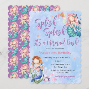 Invitation à l'anniversaire de Sparkle Mermaid Bas