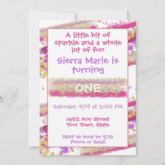 Invitation à l'anniversaire de Sparkles (Devant)