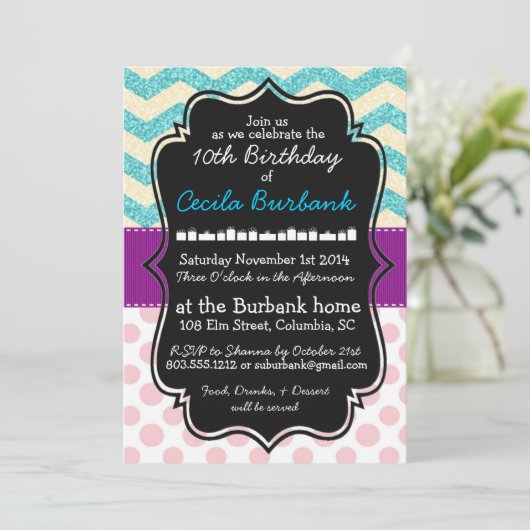 Invitation à l'anniversaire de Sparkles & Pois (Debout devant)