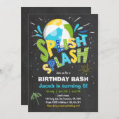 Invitation à l'anniversaire de Splish Splash (Devant / Derrière)