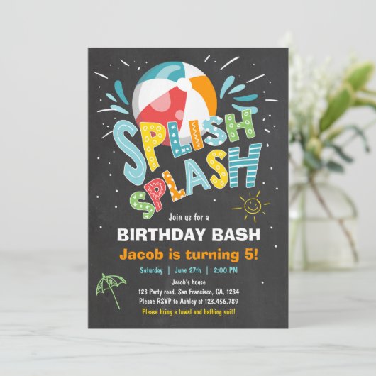Invitation à l'anniversaire de Splish Splash (Debout devant)